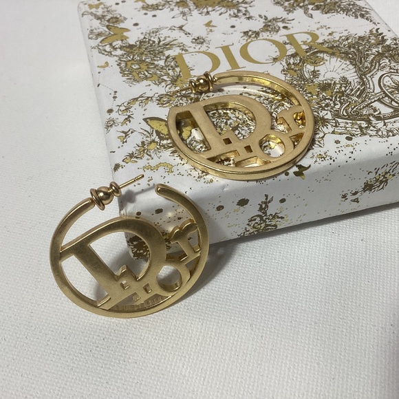 Dior Gold Hoops - Picture 1 of 2